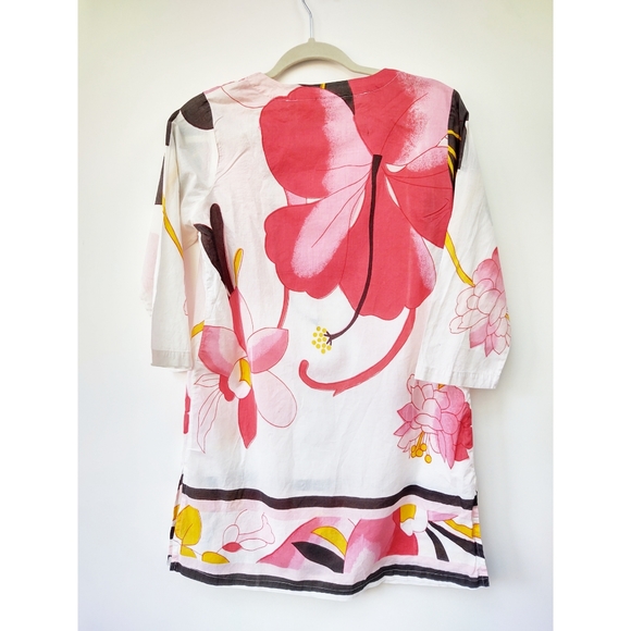 La Cera Floral Tunic Top 3/4 Sleeve Size Medium - Picture 3 of 9